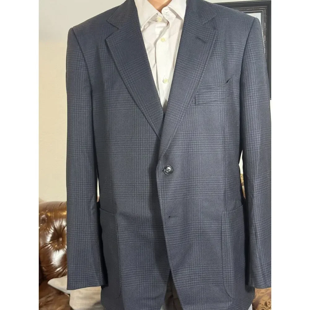Tom Ford Blue O'Connor Houndstooth Blazer 52IT 42R US Wool Sportcoat EUC